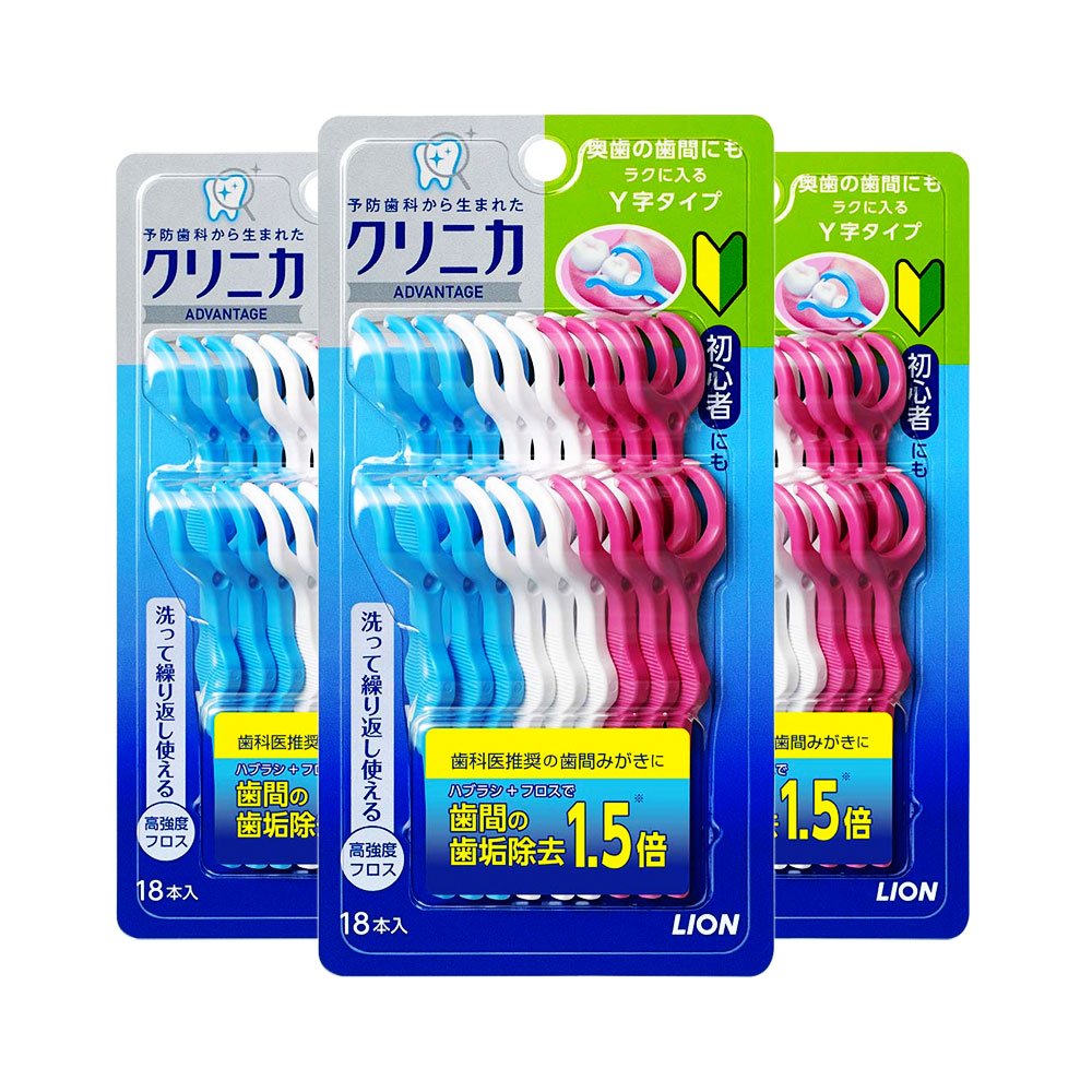LION Clinica Advantage Dental Floss Mint Y-Type 3 x 18 Pieces